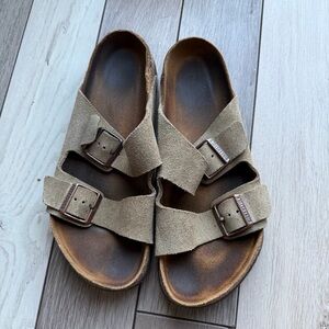 Birkenstock Taupe Suede Double Strap Sandals